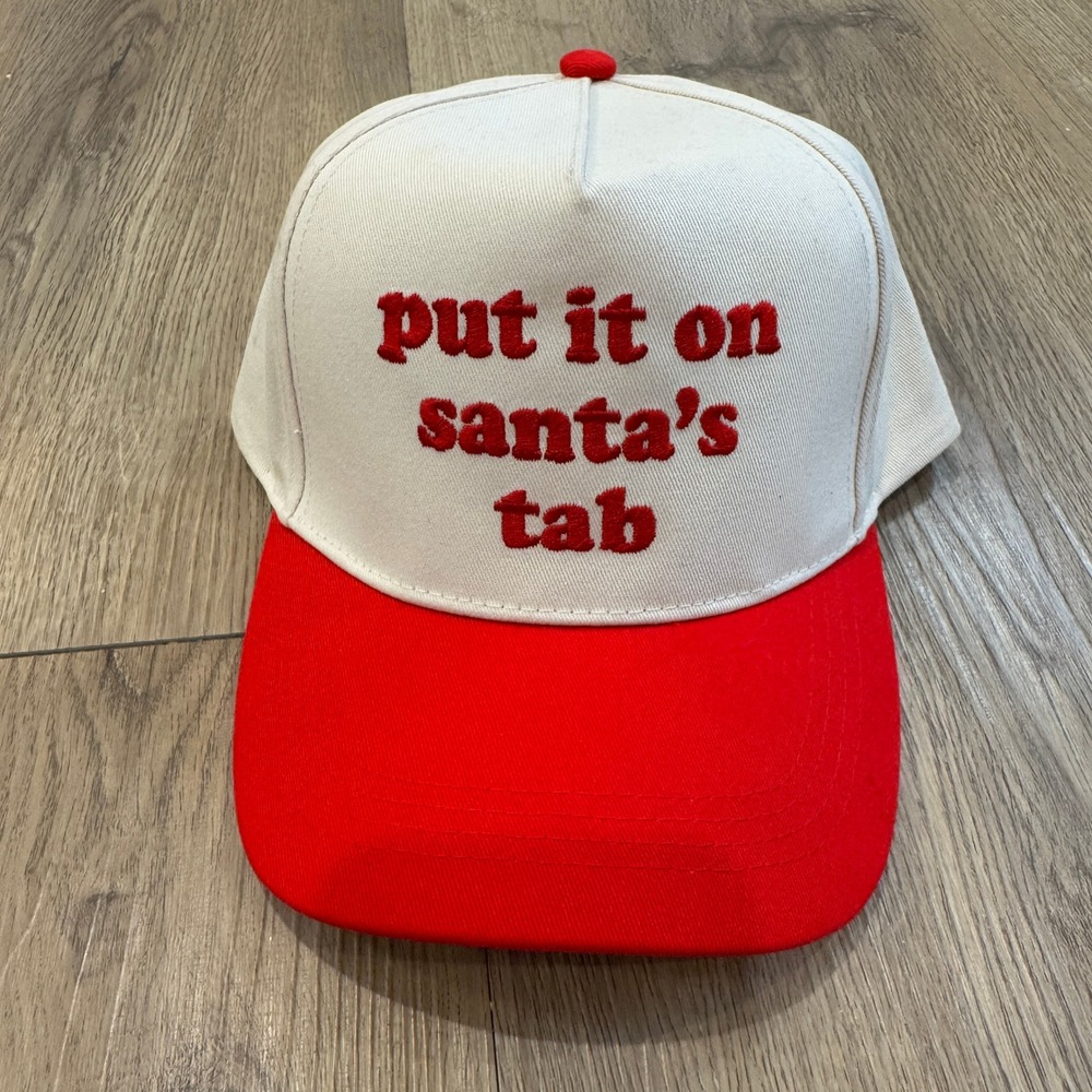 David and Young Snapback Hat Put It On Santas Tab Trucker Cap Red and White NWT